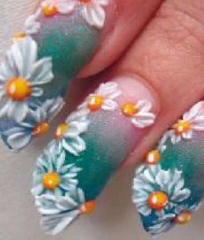 Рисунок на ногтях - Ромашка