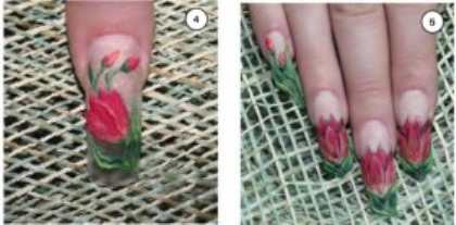 Рисуем цветок на ногтях - тюльпан