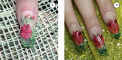 Рисуем цветок на ногтях - тюльпан