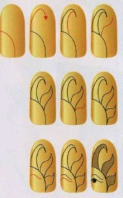 Простой рисунок на ногтях - Лучи солнца